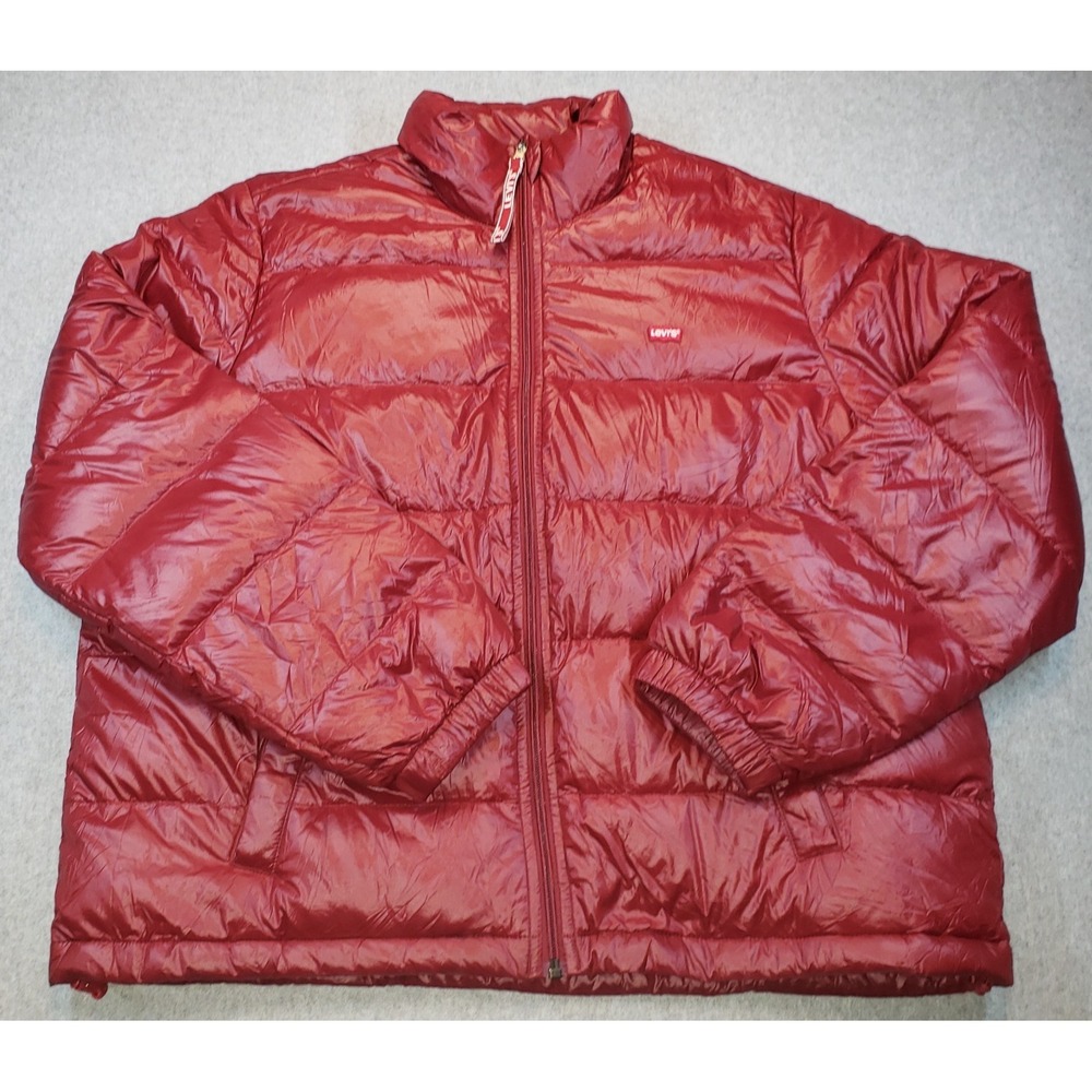 Levis Performance Packable Puffer Down Jacket Mens Red Sz XL Water Repellant